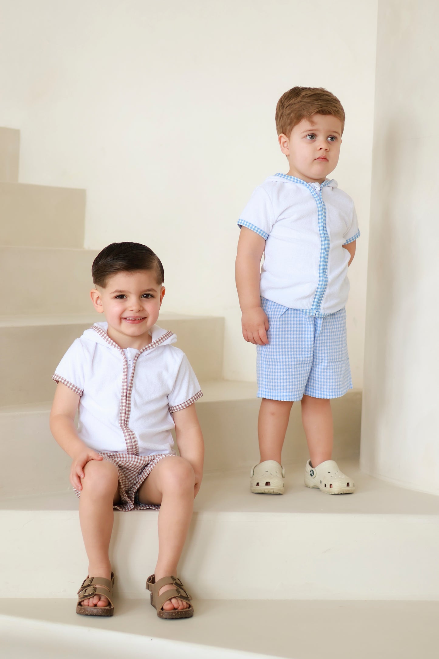 Etoile Gingham Towelling Set–Blue