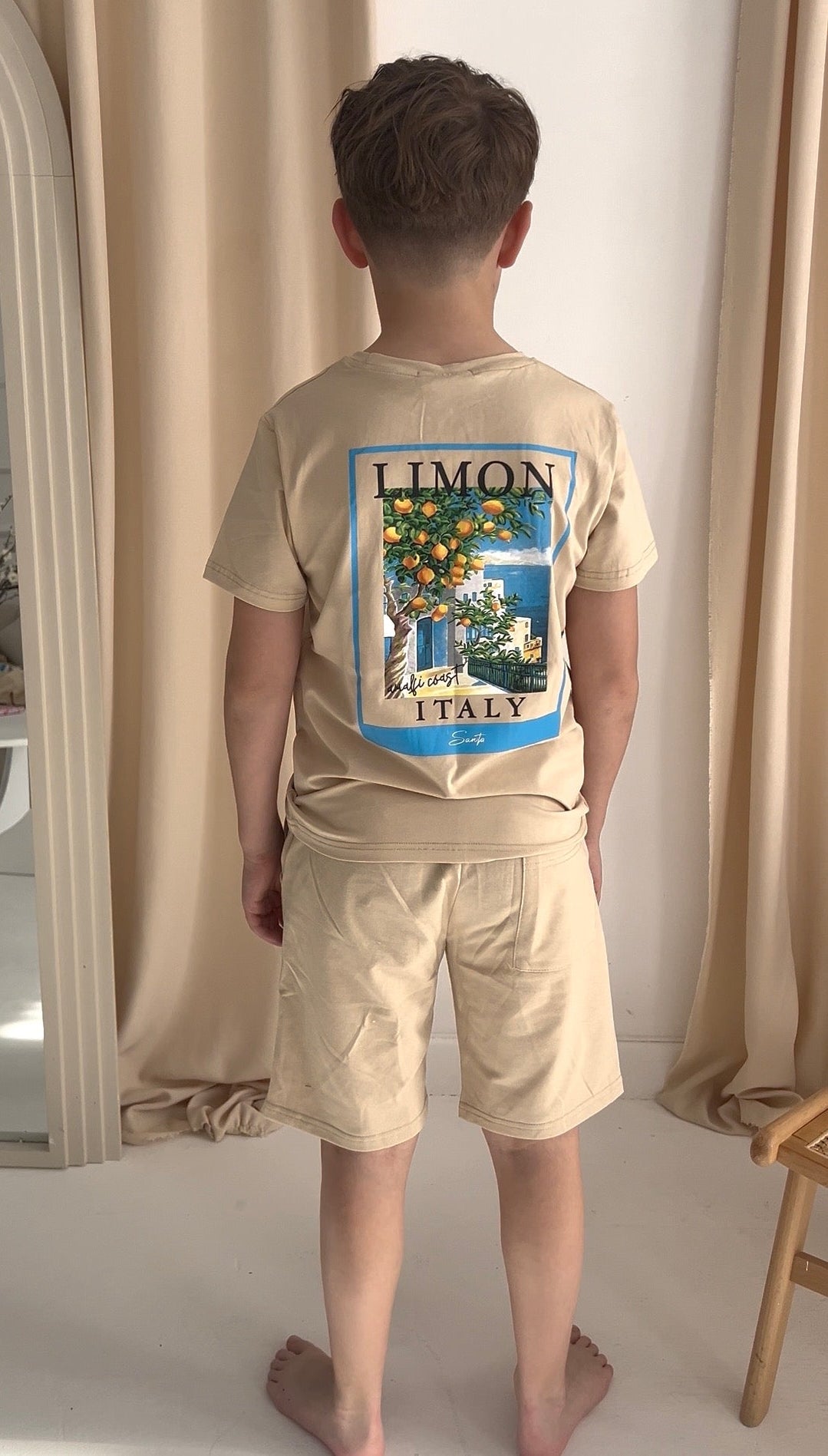 Boys amalfi Lemon Outfit Set Beige