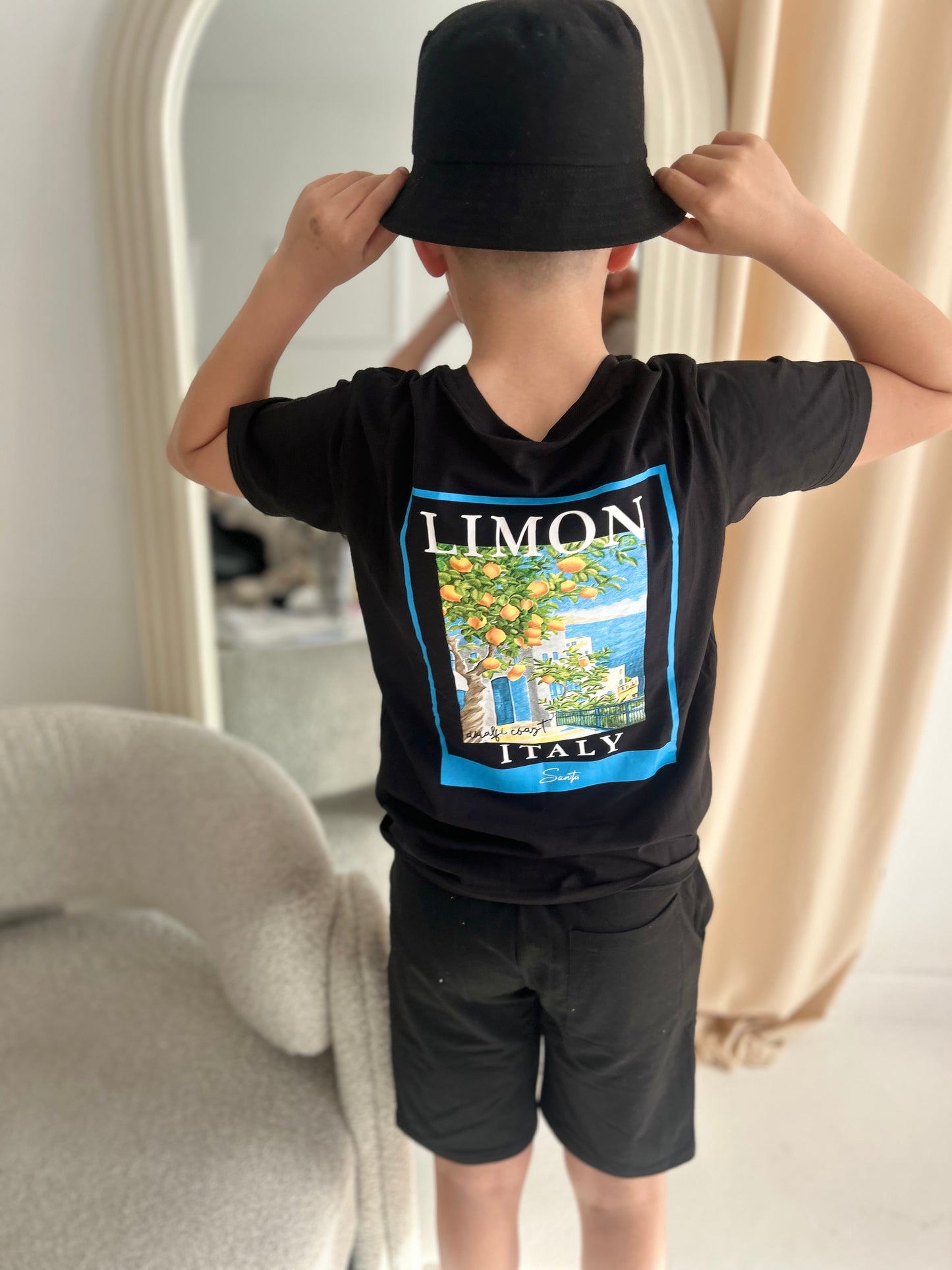 Boys Amalfi Lemon Outfit Set Black