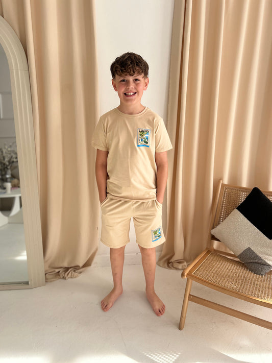Boys amalfi Lemon Outfit Set Beige