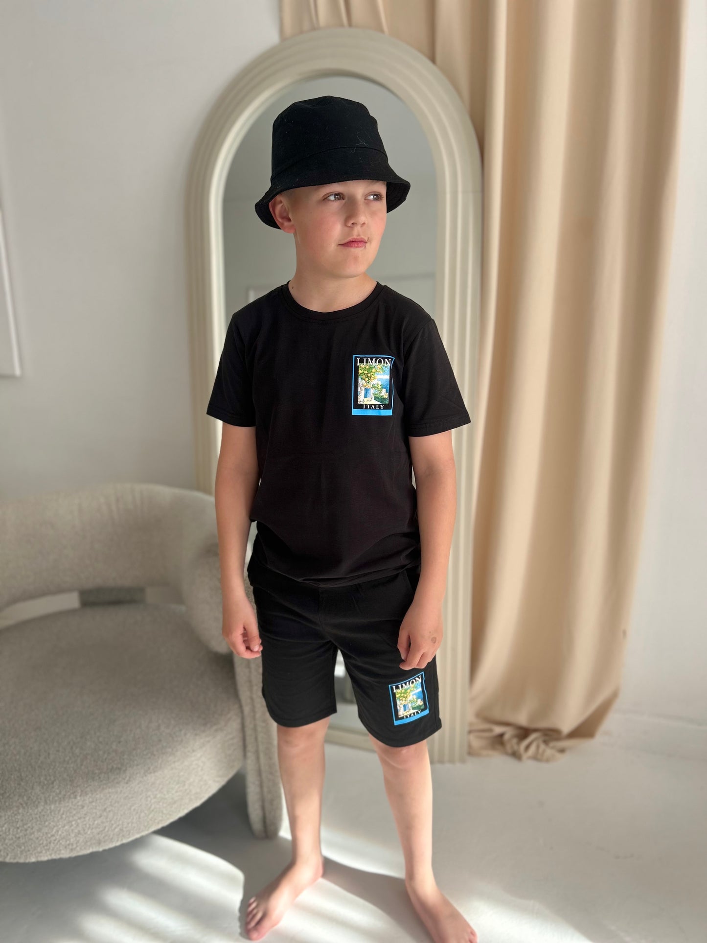 Boys Amalfi Lemon Outfit Set Black
