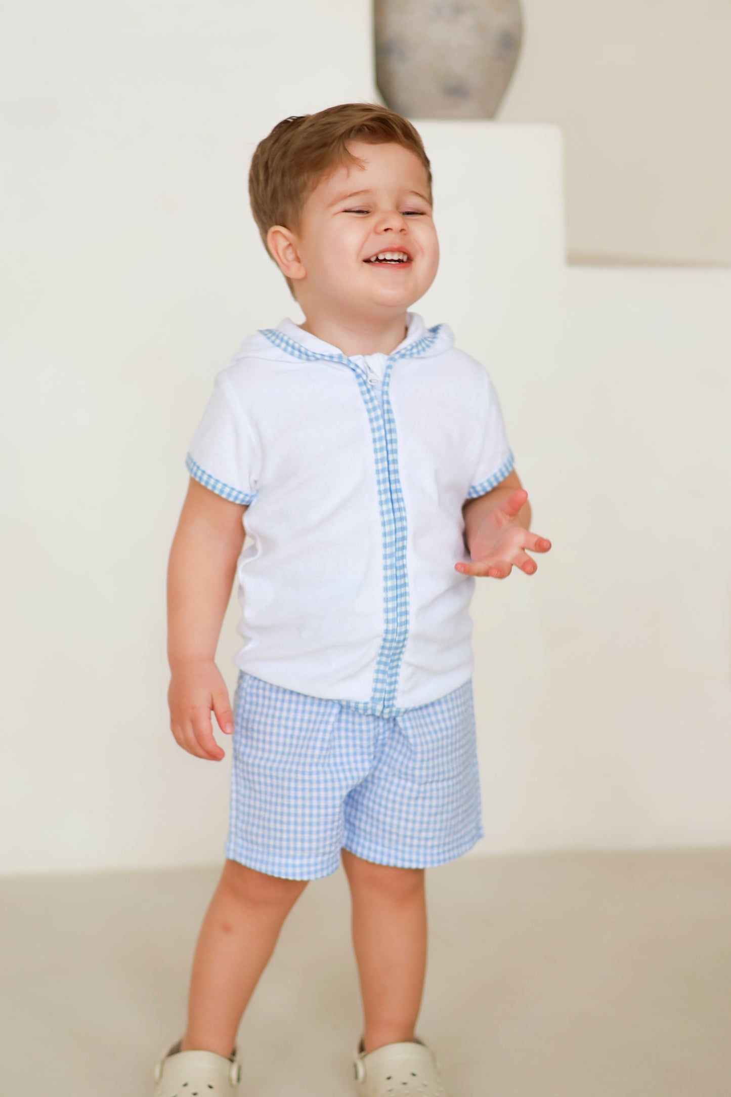 Etoile Gingham Towelling Set–Blue