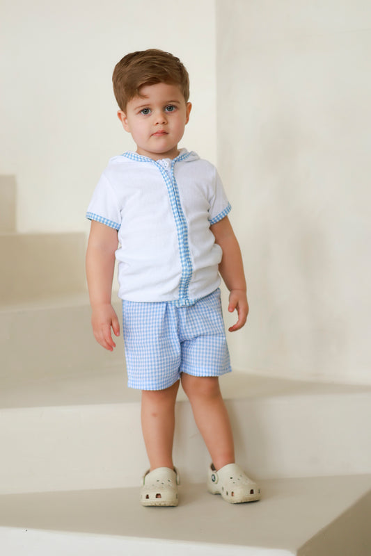 Etoile Gingham Towelling Set–Blue