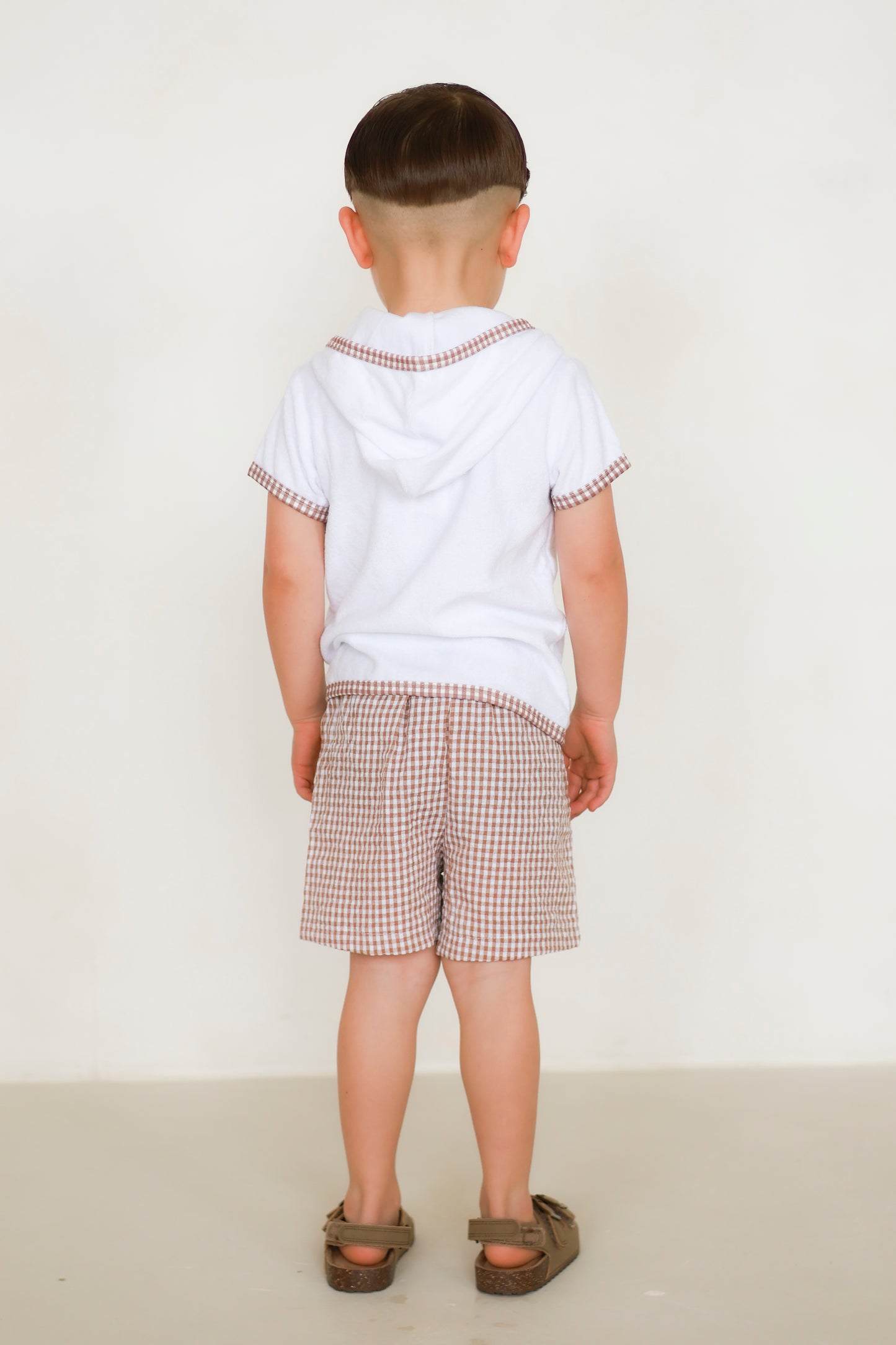 Etoile Gingham Towelling Set–Mocha