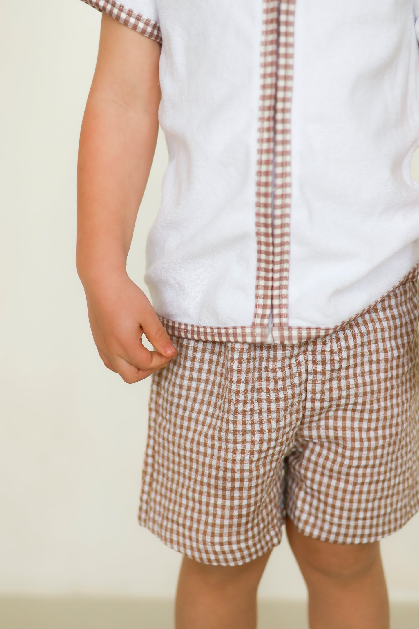 Etoile Gingham Towelling Set–Mocha