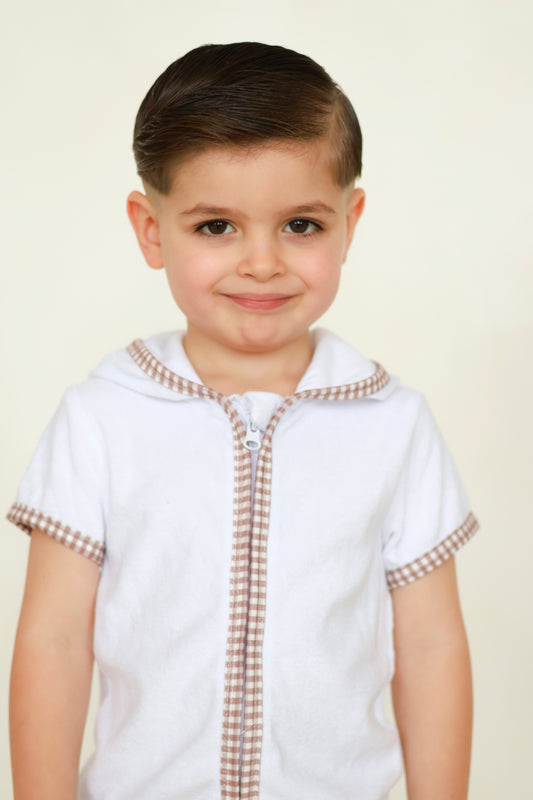 Etoile Gingham Towelling Set–Mocha